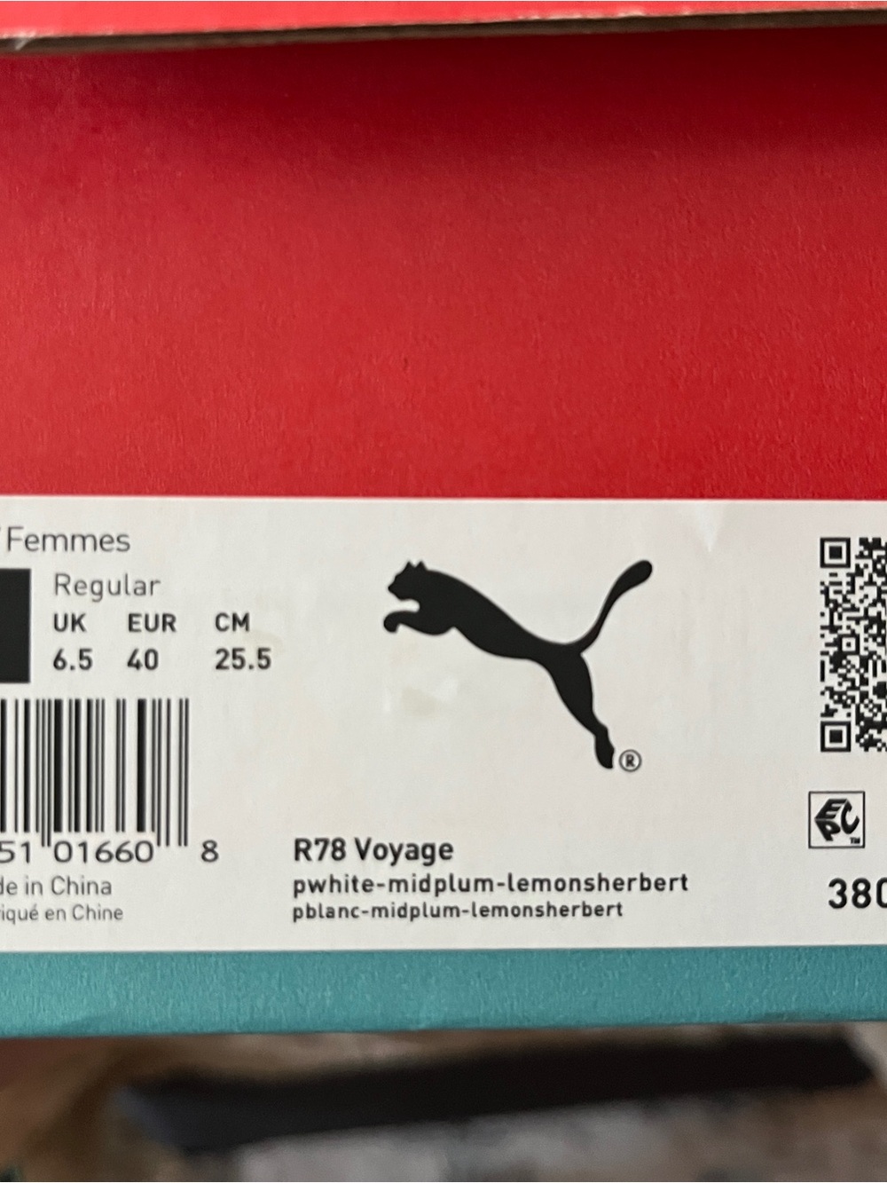 NEW Puma R78 Voyage Women’s Size 9 White Plum Lemon Sherbert Sneakers NIB - Picture 4 of 5